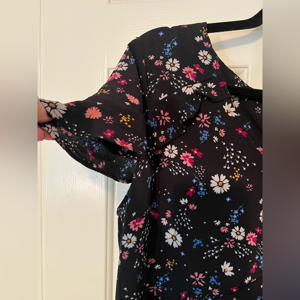 Xhilaration XXL women’s dress flowered tiered cap sleeves black - Picture 7 of 7